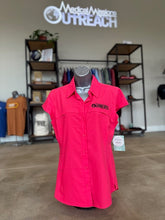 Load image into Gallery viewer, Magellan Ladies Rasberry Short Sleeve Semi-Fitted Fishing Shirt
