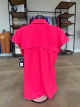 Load image into Gallery viewer, Magellan Ladies Rasberry Short Sleeve Semi-Fitted Fishing Shirt
